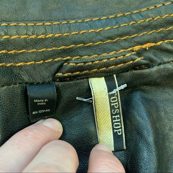 Topshop dark green leather jacket size 4 - Picture 8 of 12